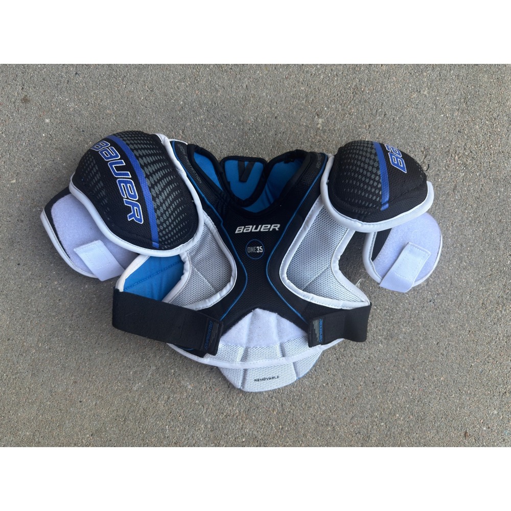 Bauer Supreme One35 Junior Hockey Shoulder Pads Black Blue White Size Medium M